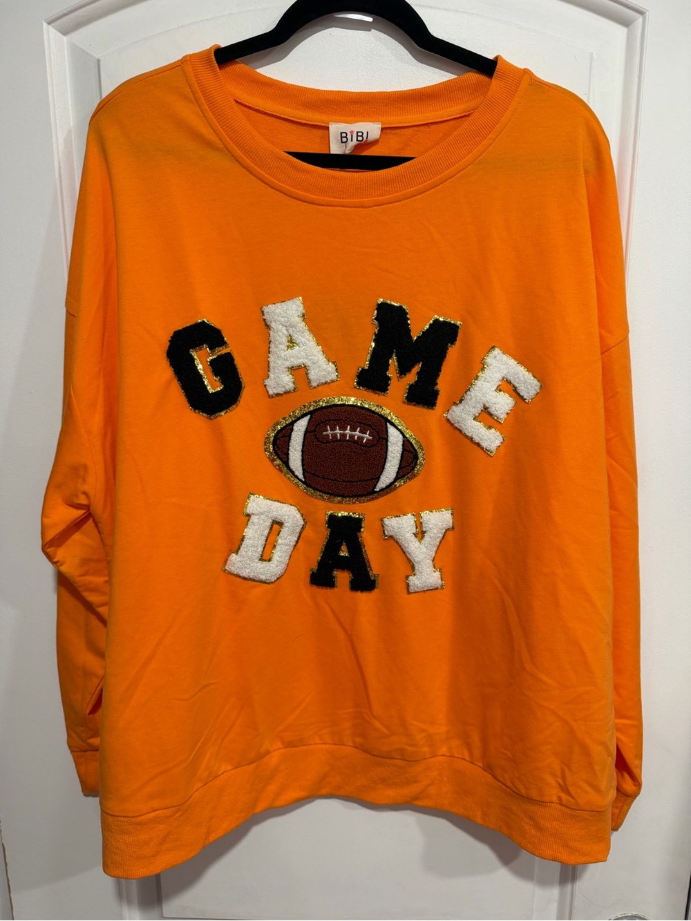 350 NWT BiBi Orange GAME DAY Football Sweatshirt Size XL - Picture 2 of 6